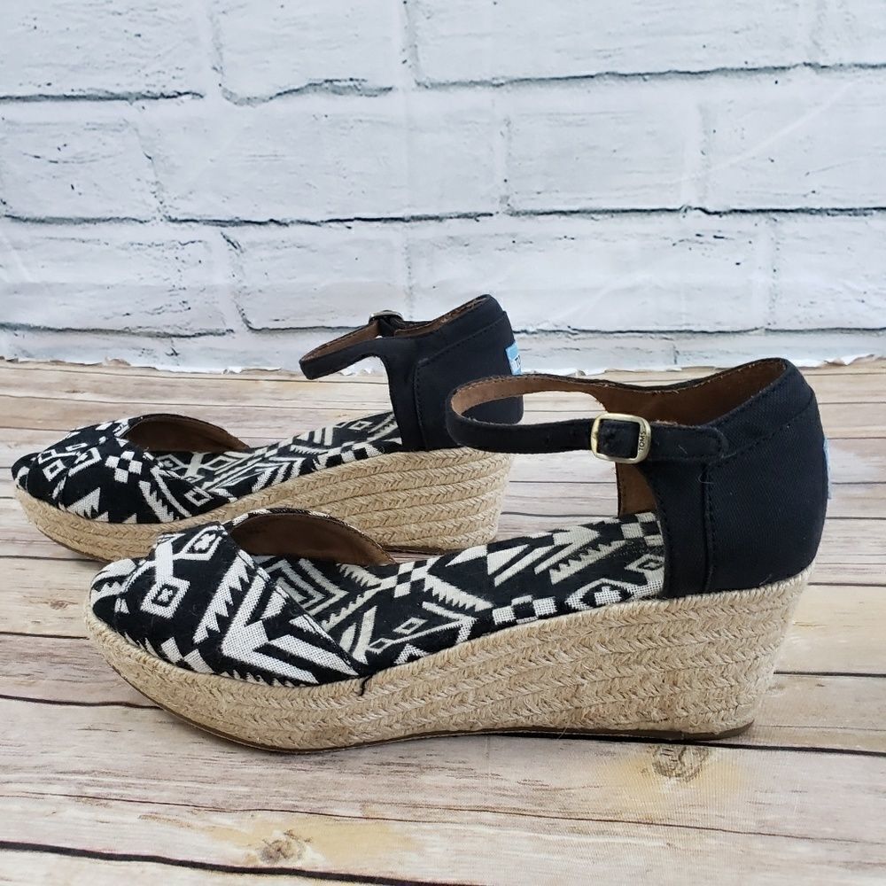 Toms wedge heels black and white geometric hemp - Picture 4 of 7